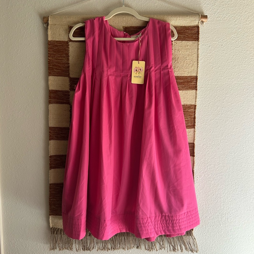 entro Pink Pleated Sleeveless Mini Dress - Picture 2 of 4